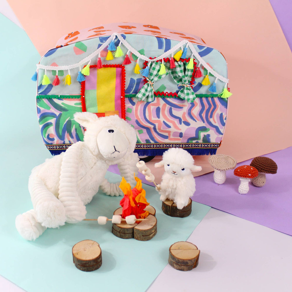 LES PTIPOTOS - Kuscheltier Schaf mit Baby, weiß
