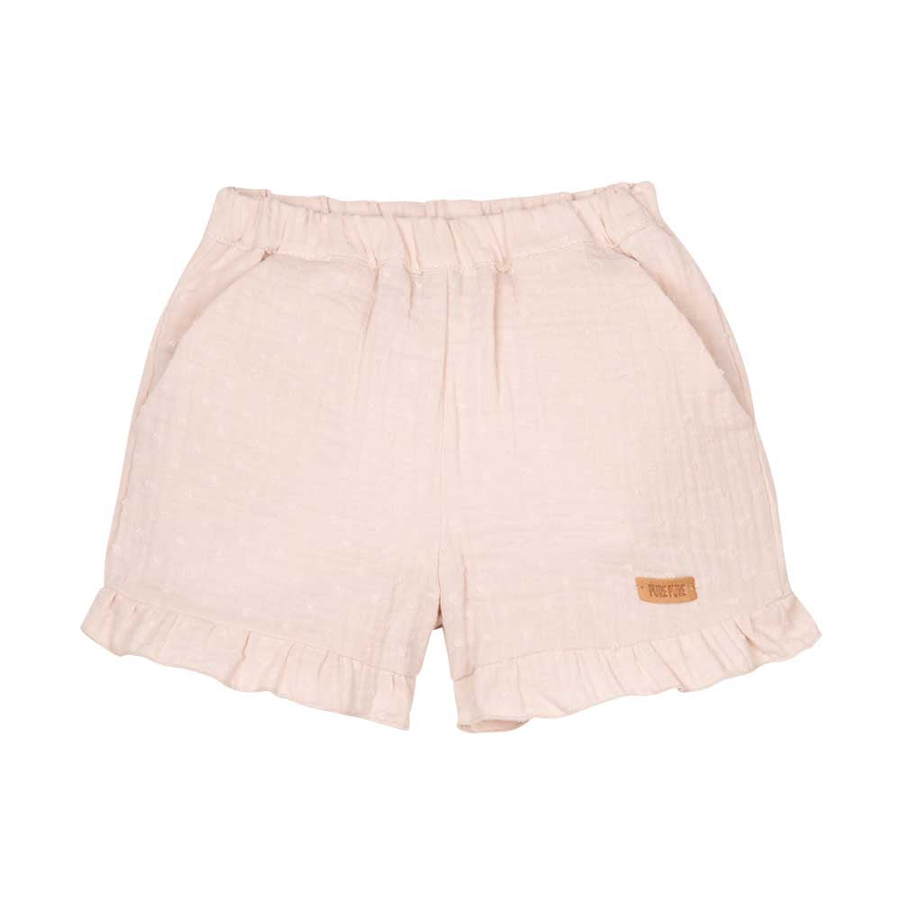 PURE PURE Bio Shorts aus Mull/Musseline beige mit Rüschen am Saum