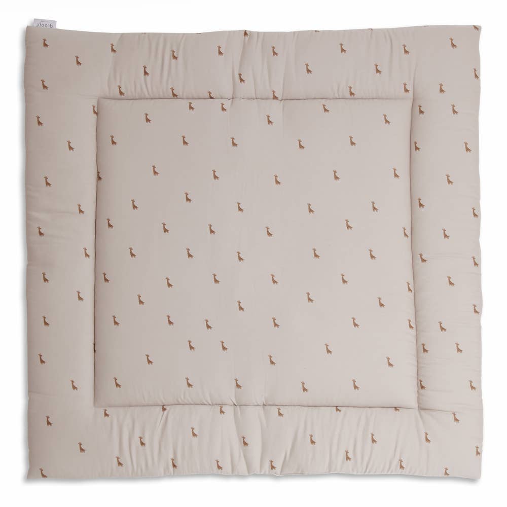 Baby Spielmatte / Krabbeldecke aus Biobaumwolle - Farbe beige mit Safarimotiv