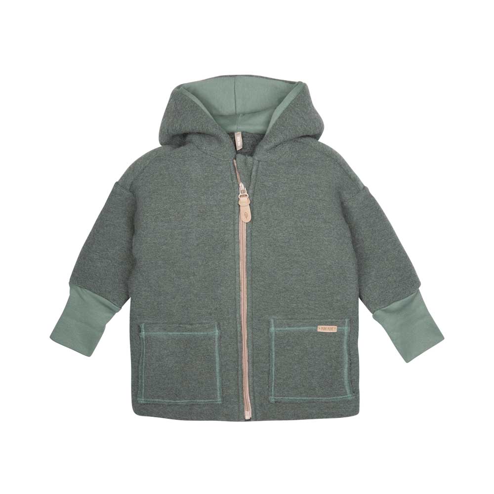 PURE PURE Kinder Jacke mit Kapuze Bio-Schurwolle Walk salbei