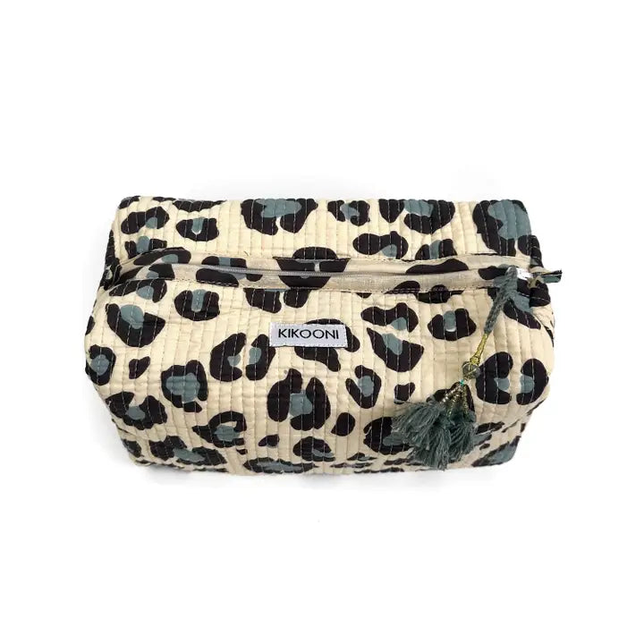 Handgemachte Kosmetiktasche groß "Blue Leo" kikooni