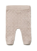 PURI ORGANIC Baby Ajourpant  aus 80% Baumwolle und 20% Seide Farbe cameo rose noch in Gr. 62/68 vorrätig reduziert!