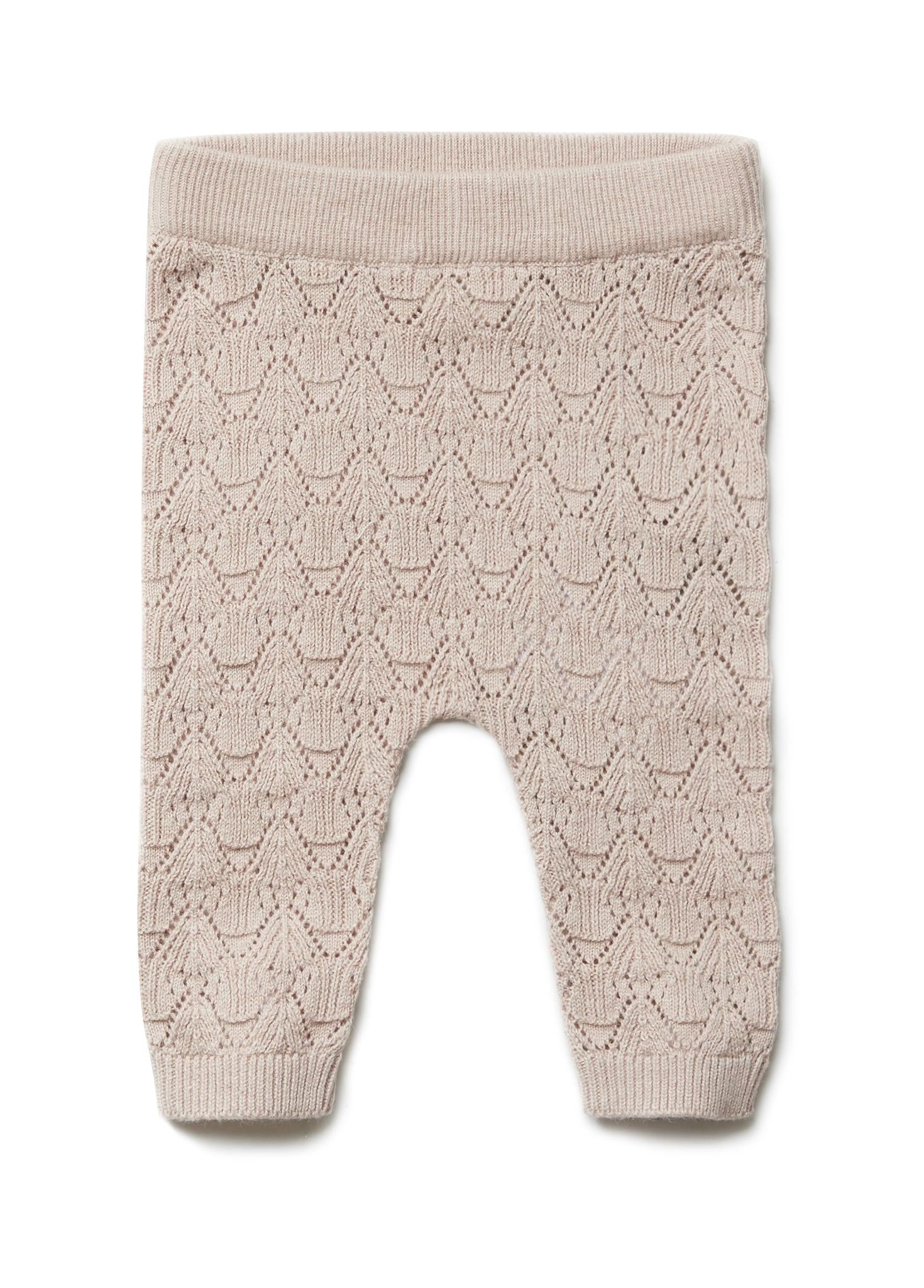 PURI ORGANIC Baby Ajourpant  aus 80% Baumwolle und 20% Seide Farbe cameo rose noch in Gr. 62/68 vorrätig reduziert!