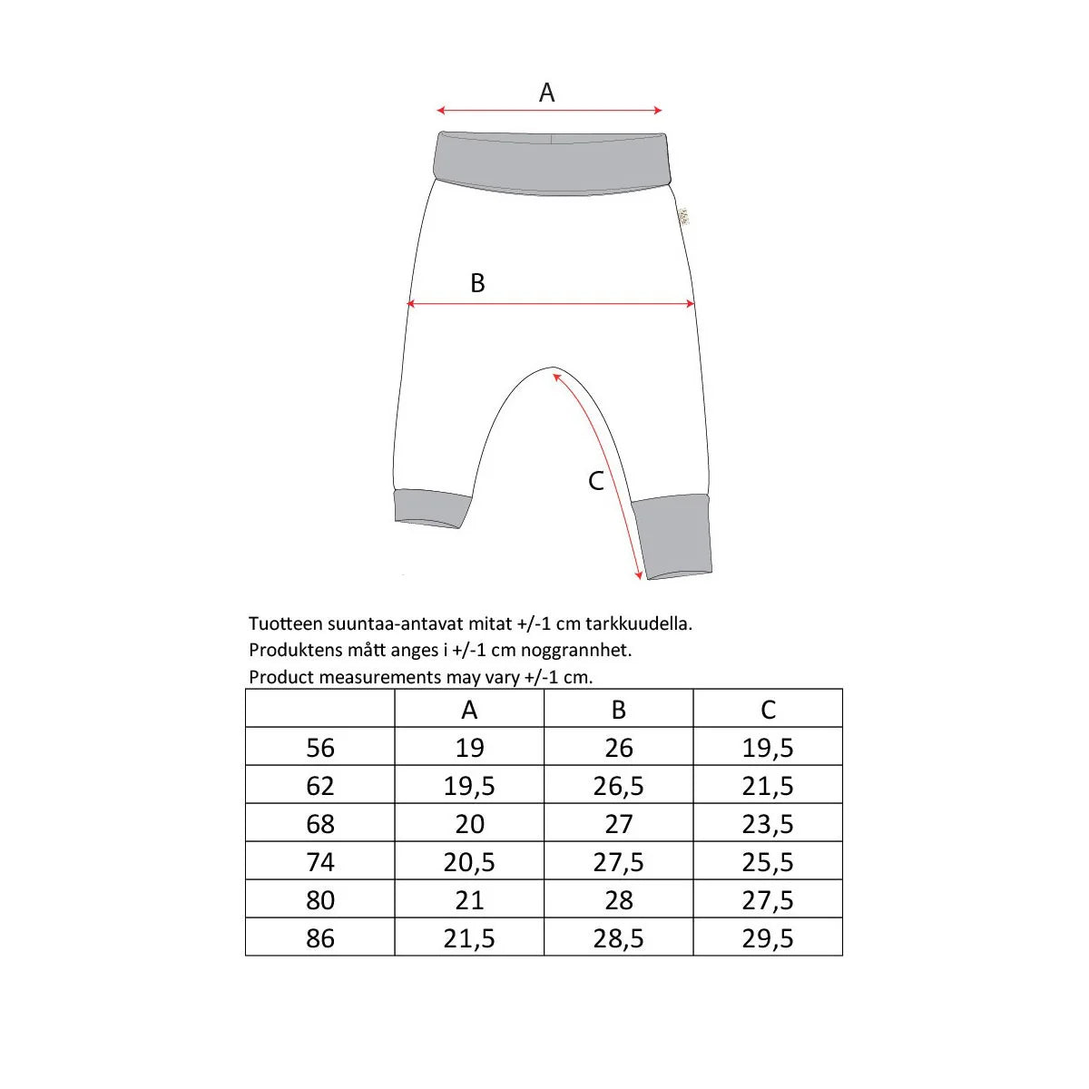 Ma-ia  Aaro trousers, Babyhose aus Feincordjersey light rose noch in Gr. 74 vorrätig