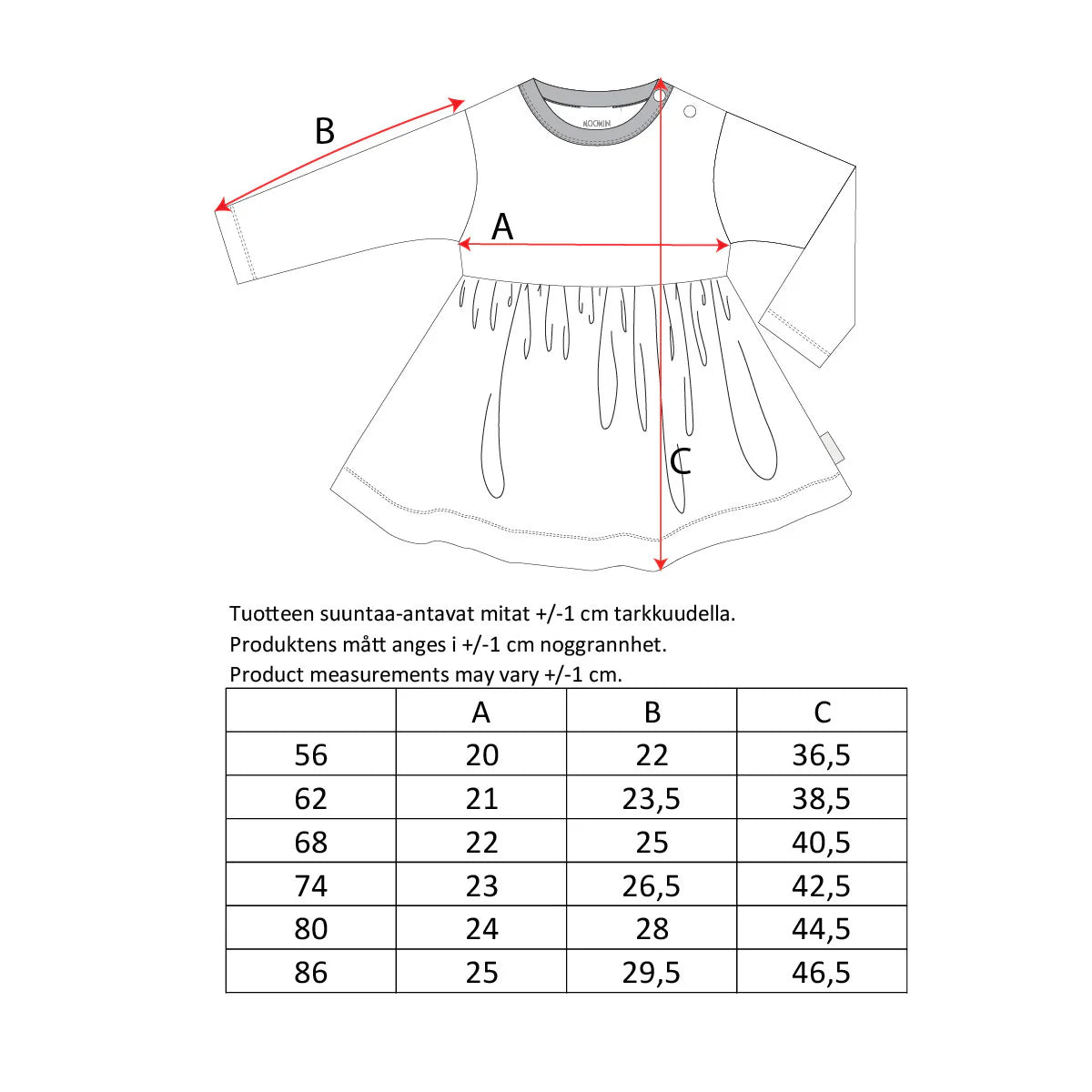 Plums Baby dress - Babykleid, hellrosa bedruckt