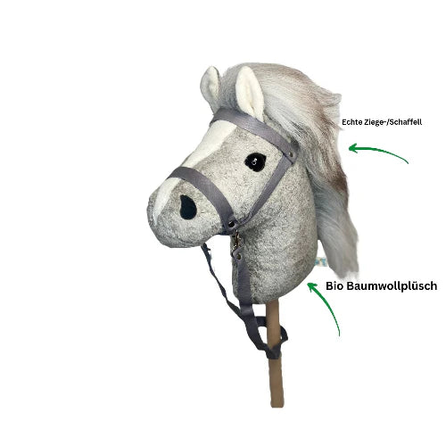 Bio Steckenpferd "Gandalf" grau in hochwertiger Verarbeitung