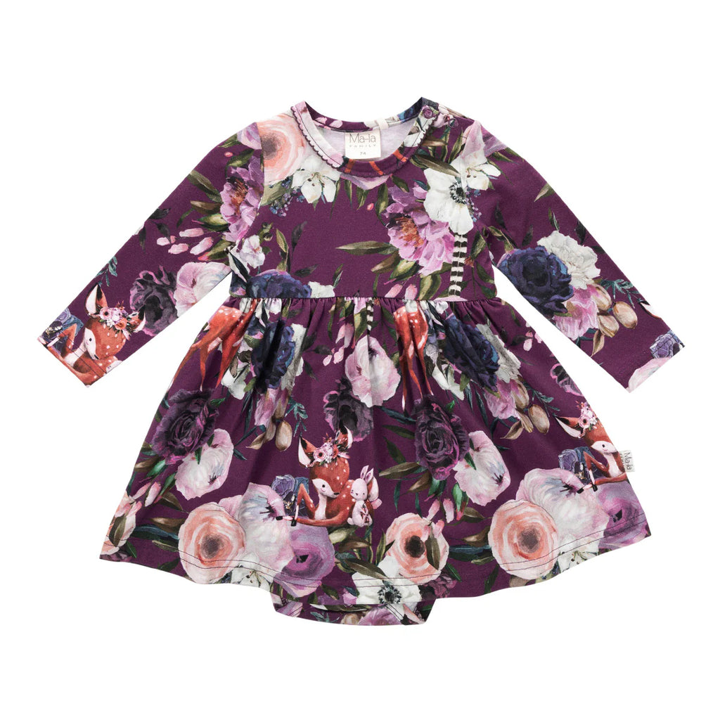 Baby Bambi Bodysuit Dress Babykleid mit Rehkitz Druck wenige Größen!