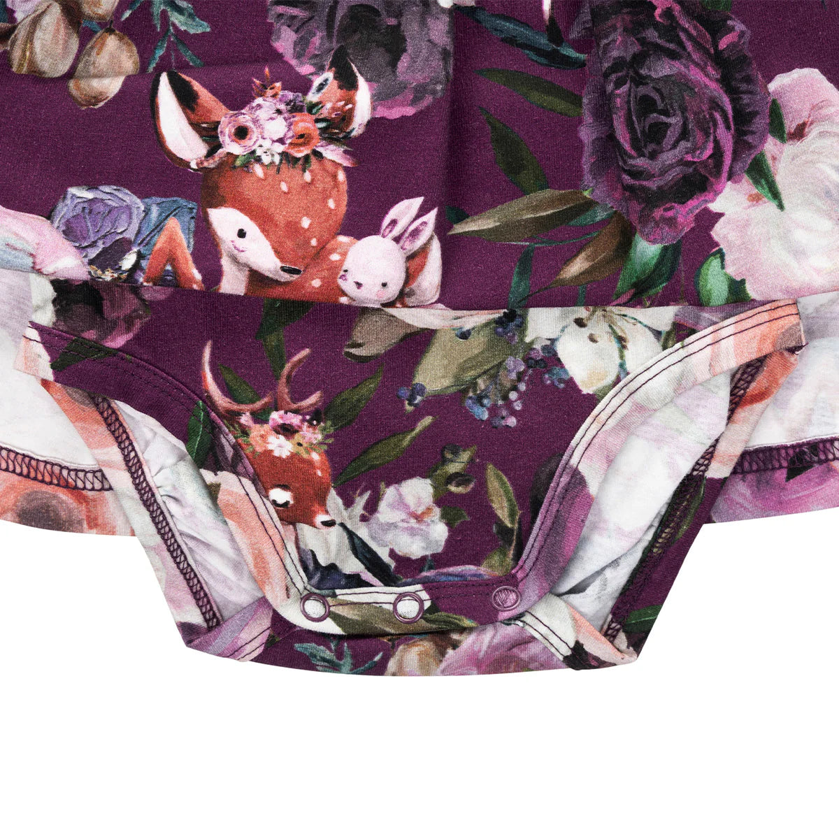 Baby Bambi Bodysuit Dress Babykleid mit Rehkitz Druck wenige Größen!