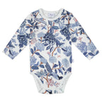 Baby Bluebird Body white/blue - Gemusterter Body mit Blaumeise