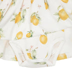 Babybodykleid  mit Zitronenprint - Lemon short-sleeved bodysuit dress, natural white