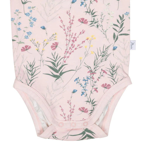 Babybody geblümt mit gerüschten Ärmeln - Thyme Kurzarm-Body rosa