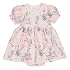 Babybodykleid kurzarm geblümt - short-sleeved bodysuit dress, pink