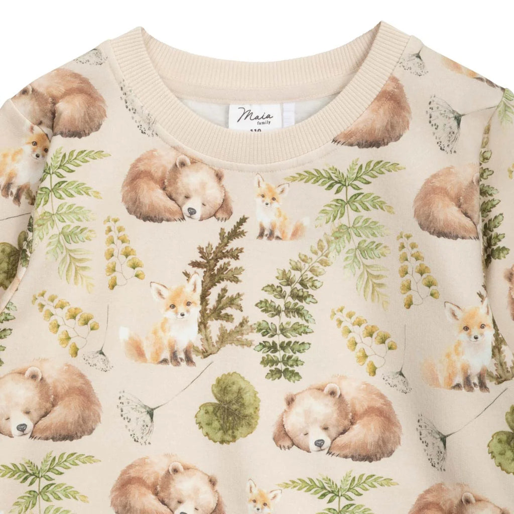 Ma-ia Family - Nap Time Sweatshirt mit Waldtieren beige