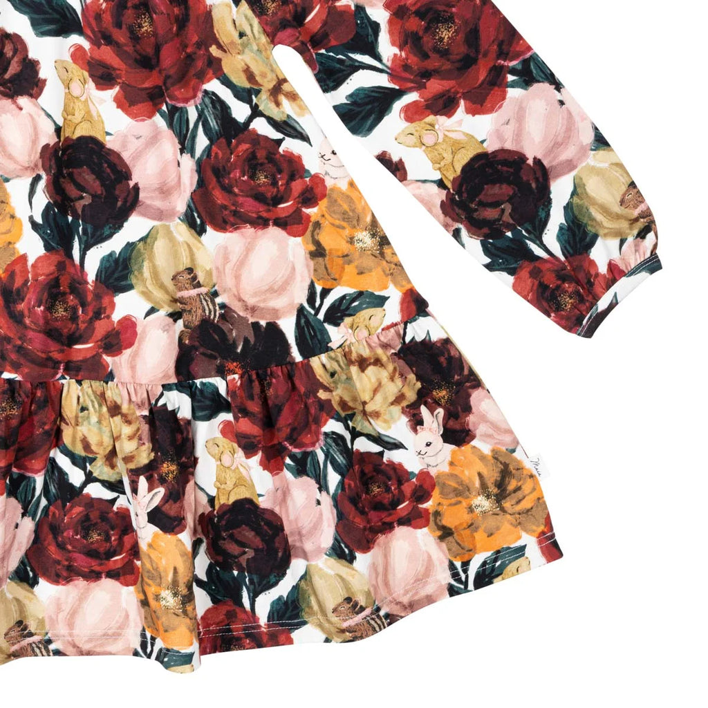 Ma-ia Family - Bloomy dress, dark red - geblümtes Mädchenkleid dunkelrot