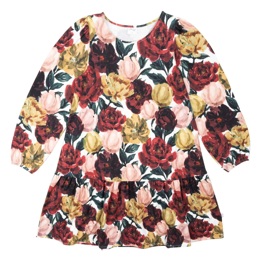 Ma-ia Family - ADULTS/Erwachsene Laura dress, Bloomy, dark red