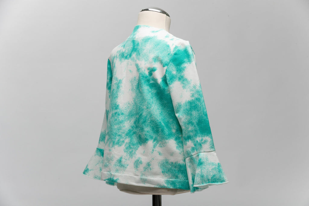 SOFIE & PAUL Jacke mit Batikeffekt aus Sommersweat mit Volantärmeln noch in Gr. 116/122 und Gr. 128/134 vorrätig - reduziert!