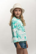 SOFIE & PAUL Jacke mit Batikeffekt aus Sommersweat mit Volantärmeln noch in Gr. 116/122 und Gr. 128/134 vorrätig - reduziert!