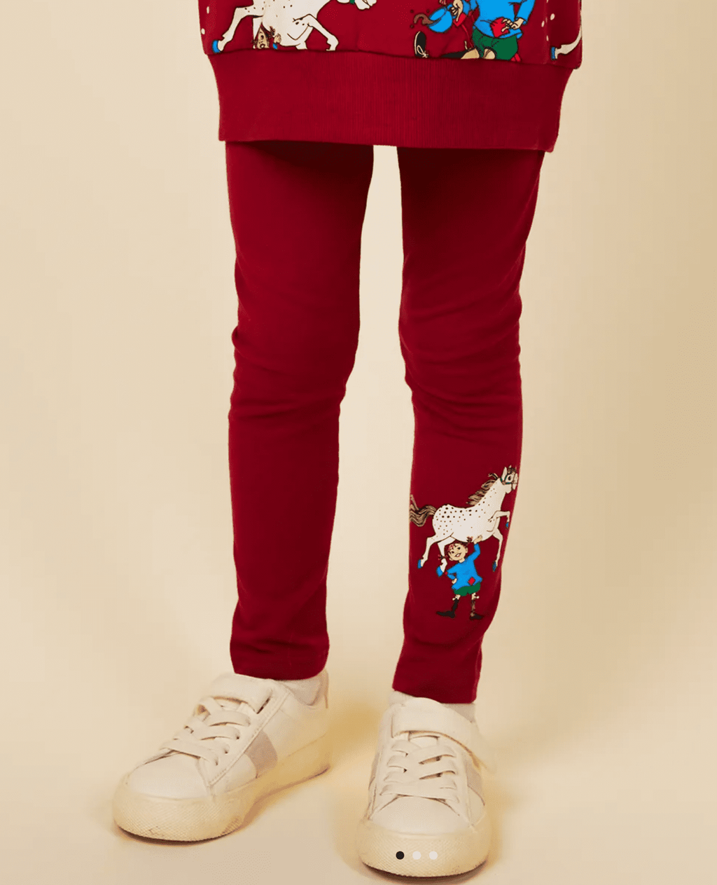 Pippi Langstrumpf Super Strong Leggings Dunkelrot