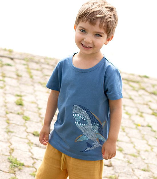ENFANT TERRIBLE - Shirt mit Haistickerei in jeansblue -40% reduziert
