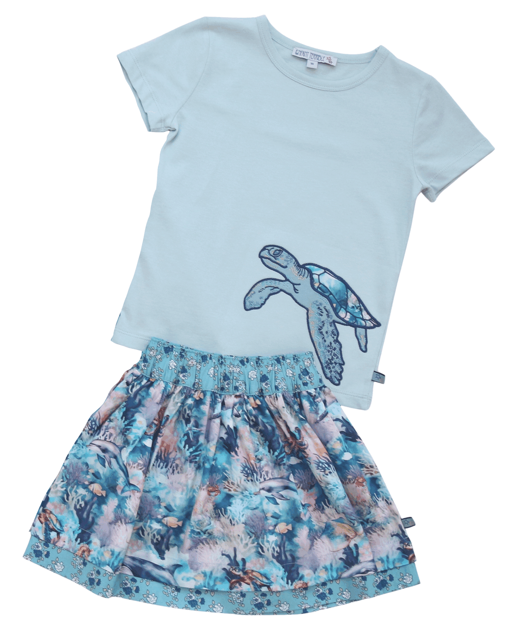 ENFANT TERRIBLE - Wenderock mit Unterwasser und Miniblümchendruck in türkis/blau -40% reduziert!