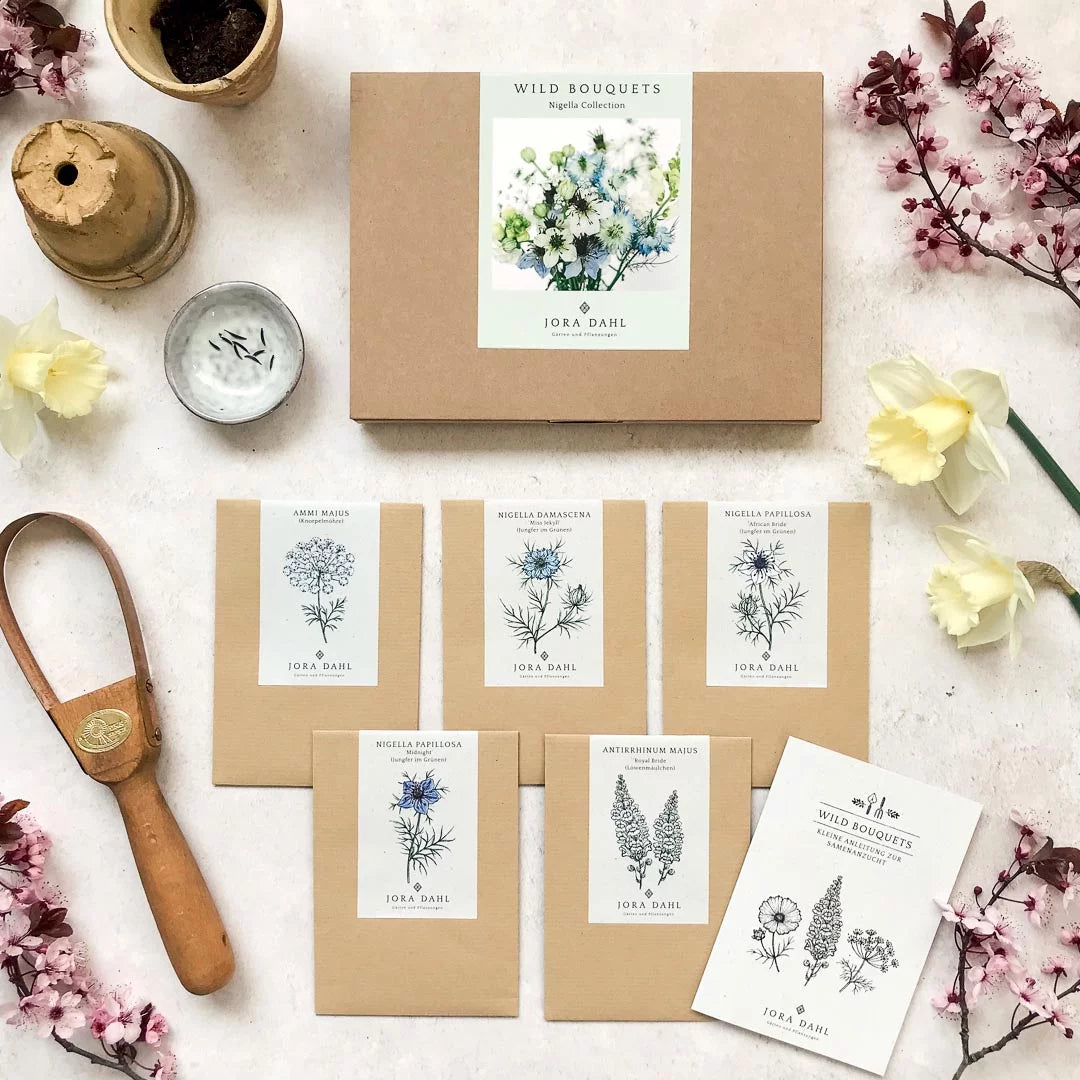 JORA DAHL Saatgutkollektion für Blumensträuße blautöne mit weiß