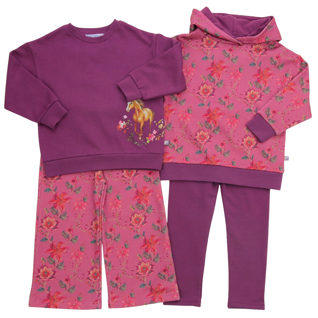 ENFANT TERRIBLE Sweatshirt mit Pferdedruck in aubergine