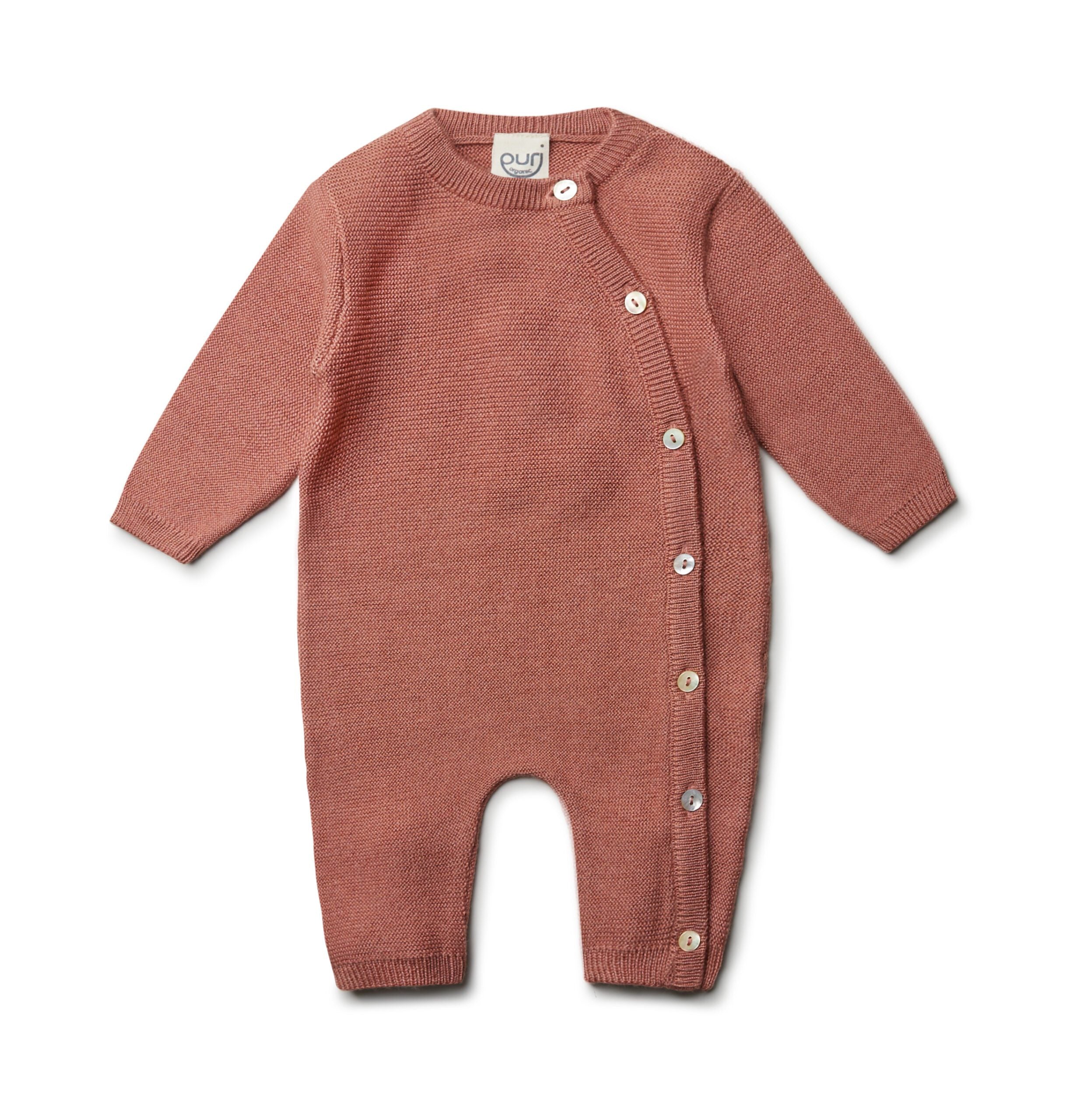 PURI ORGANIC Overall Krausstrick aus 80% Merinowolle mit 20% Seide in Farbe clay