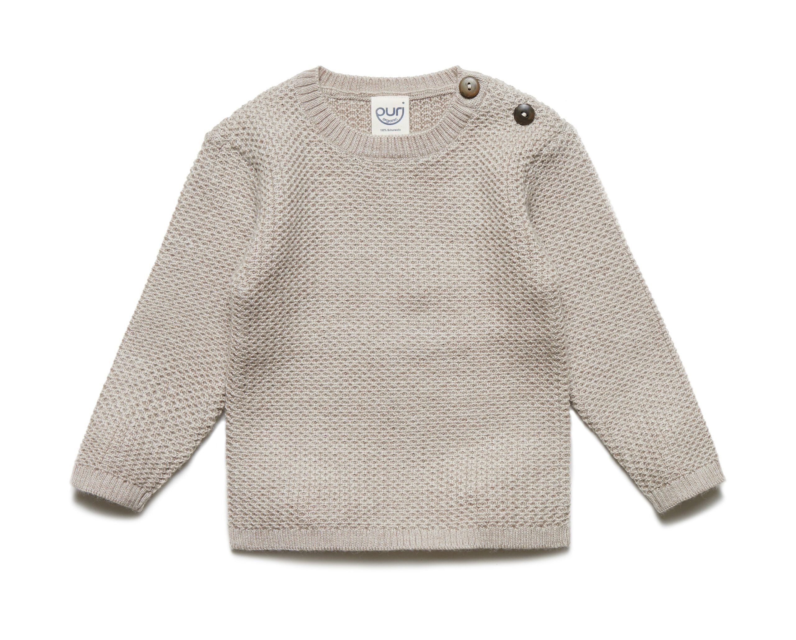 PURI Pullover mit Struktur 100% Merinowolle Schurwolle Farbe naturmelange