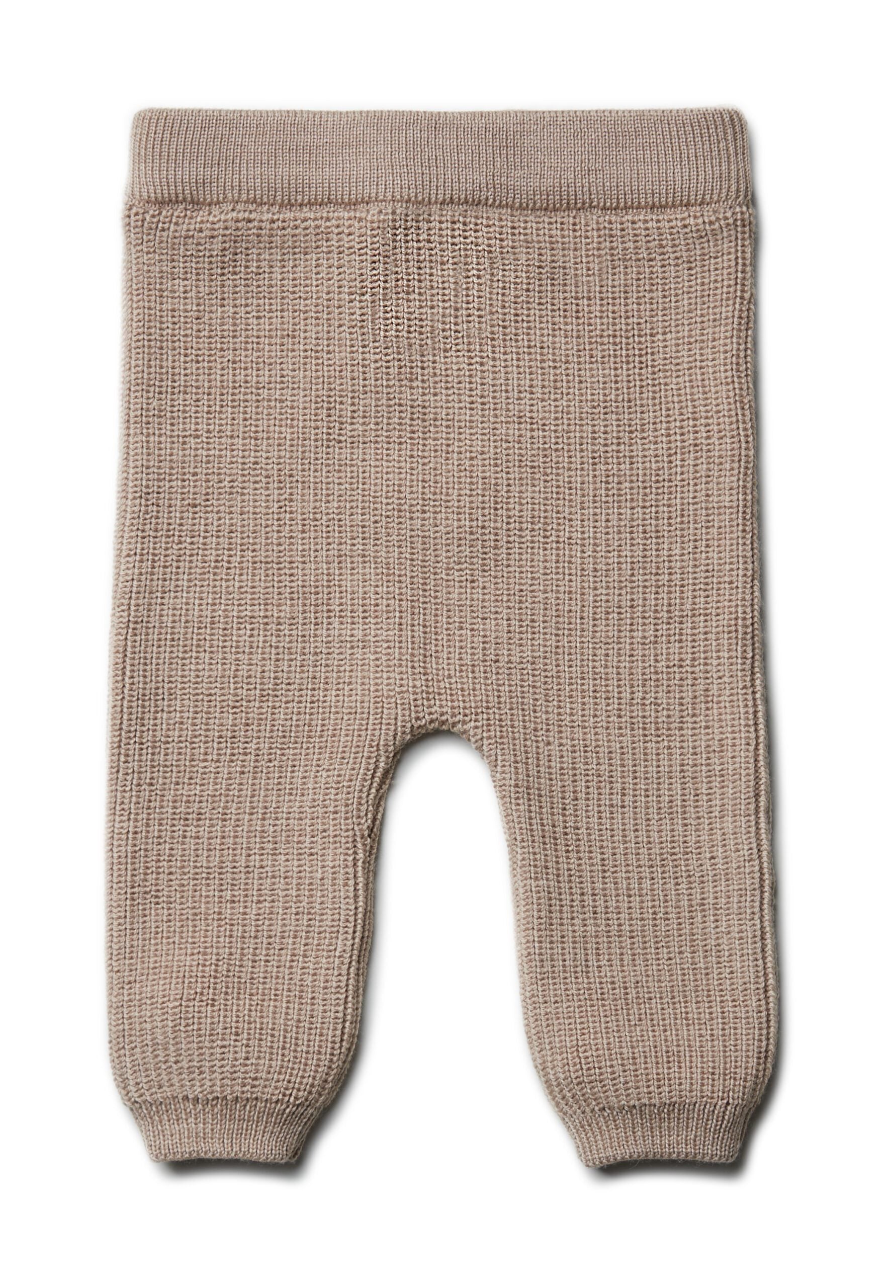PURI ORGANIC Pant Babyhose in Perlfangstrick aus 100% Schurwolle Merino Farbe sandmelange