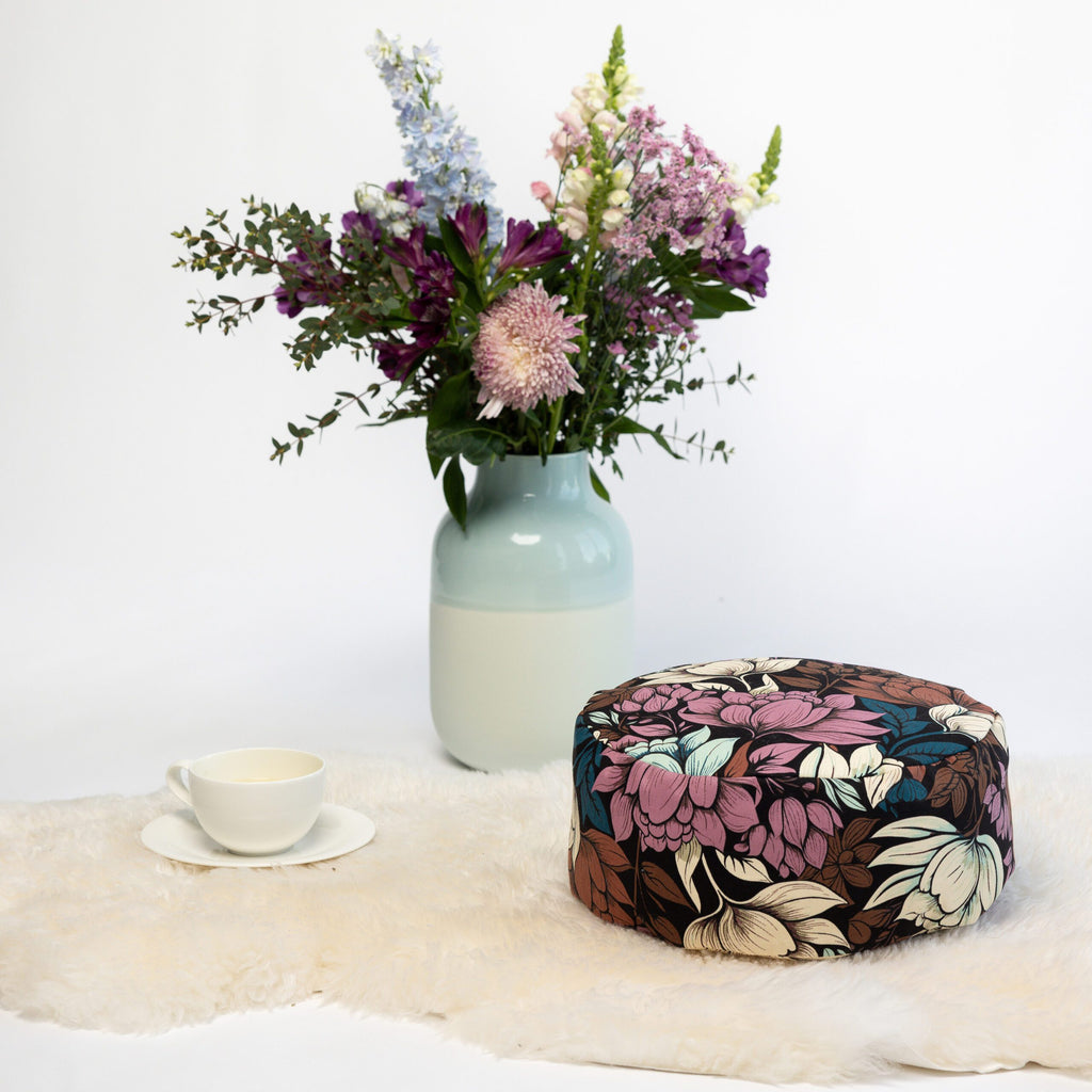 SOFIE & PAUL- Bodensitzkissen Yogakissen "Boho Magnolia" petrol/pink/brown
