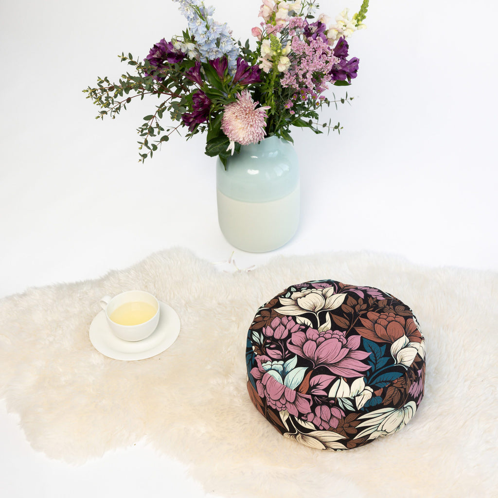 SOFIE & PAUL- Bodensitzkissen Yogakissen "Boho Magnolia" petrol/pink/brown