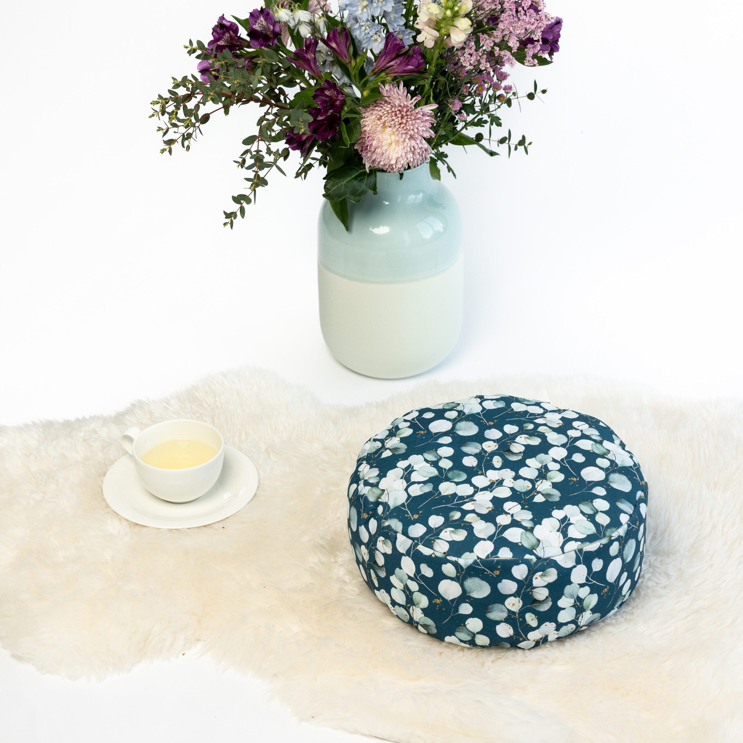 SOFIE & PAUL- Bodensitzkissen Yogakissen "Eucalyptus" petrol
