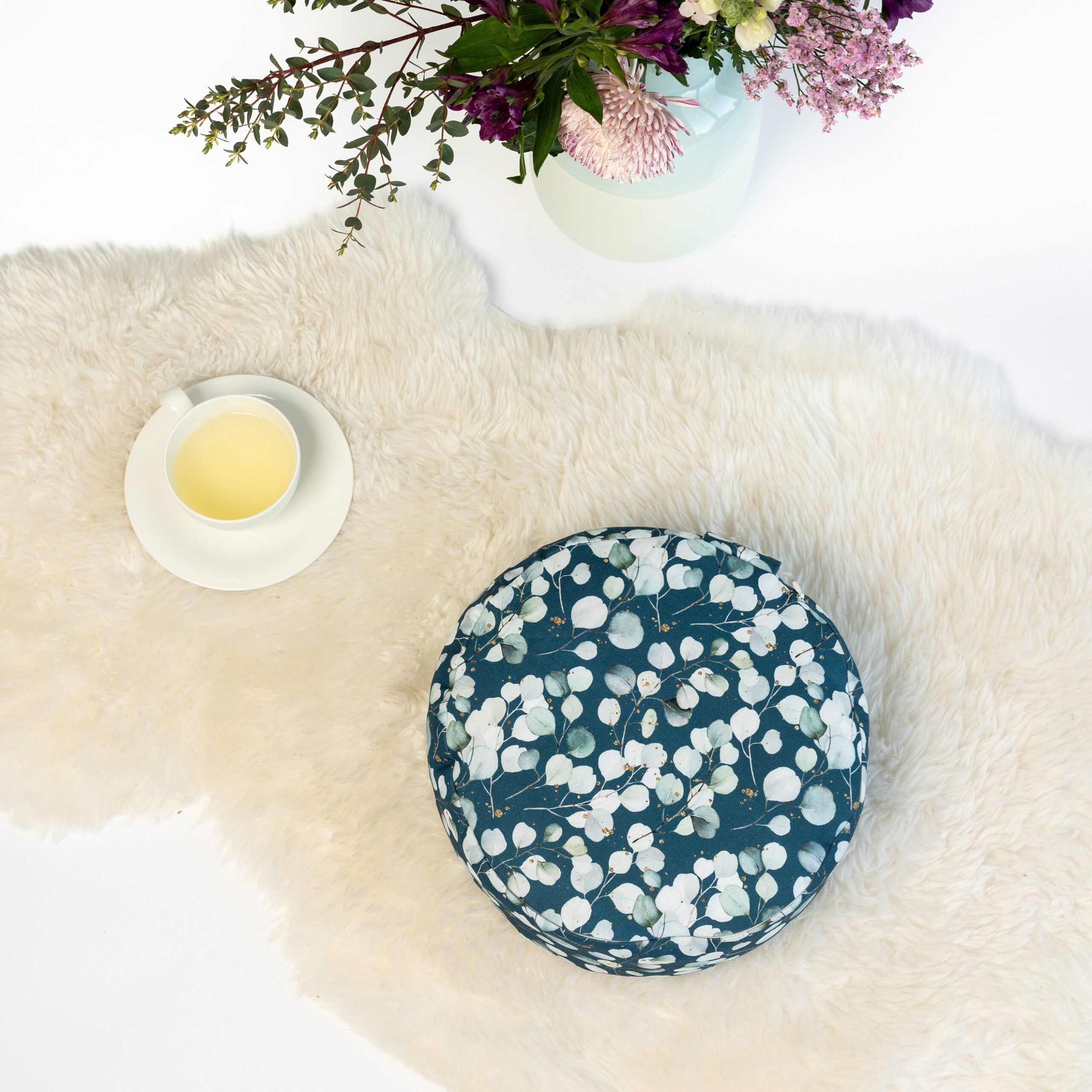 SOFIE & PAUL- Bodensitzkissen Yogakissen "Eucalyptus" petrol