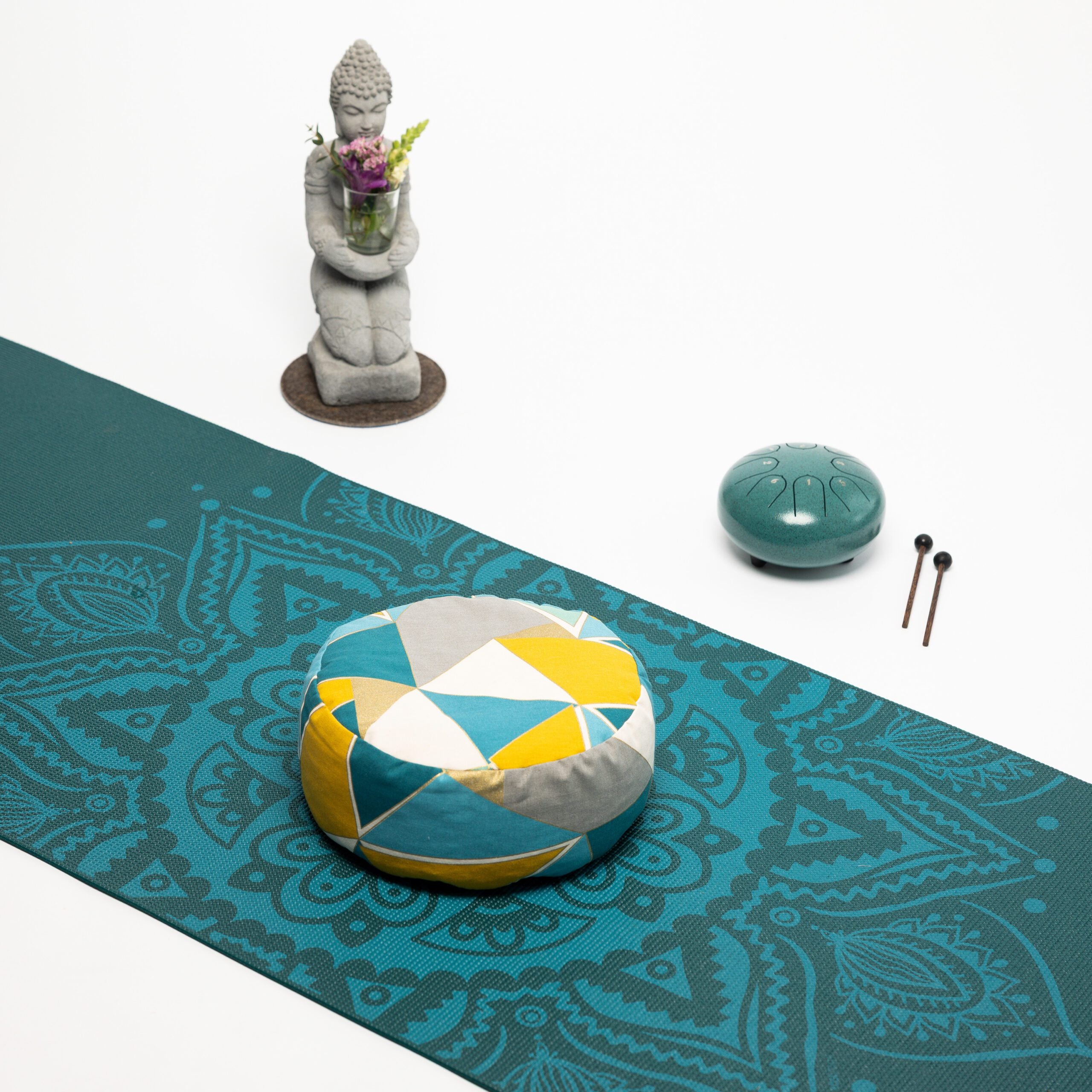 SOFIE & PAUL- Bodensitzkissen Yogakissen "Triangle" blau/gelb/grau reduziert