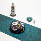 SOFIE & PAUL- Bodensitzkissen Yogakissen "Abstract Rose" rose/dark blue/yellow