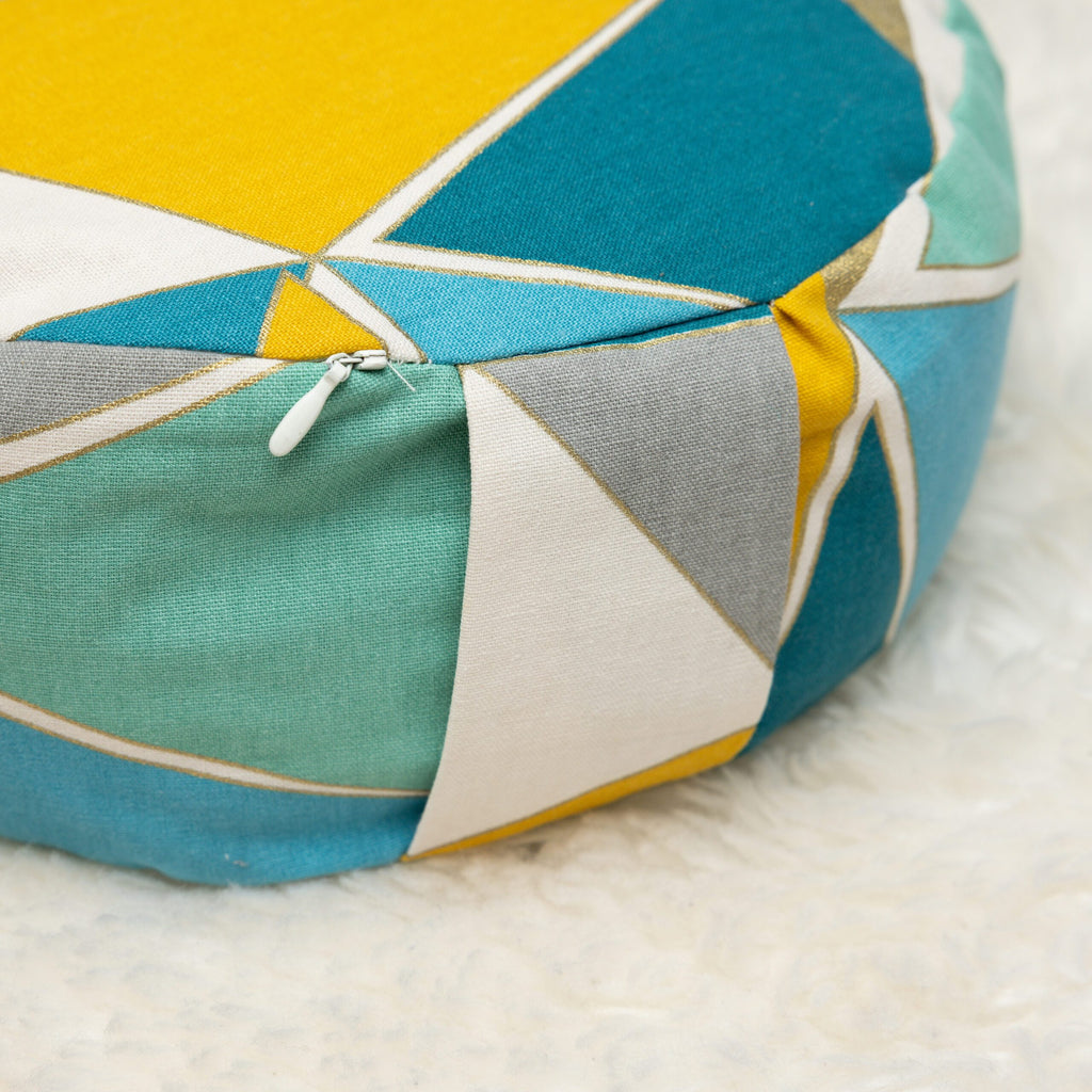 SOFIE & PAUL- Bodensitzkissen Yogakissen "Triangle" blau/gelb/grau reduziert