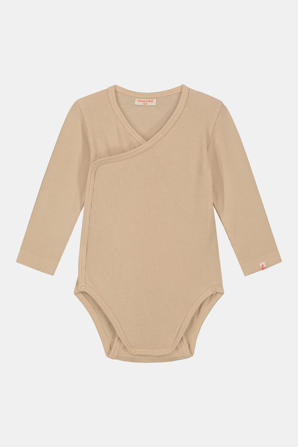 Gerippter Babybody aus 100% Biobaumwolle GOTS zertifiziert und größenverstellbar Farbe dune noch in Gr. 74/80 !