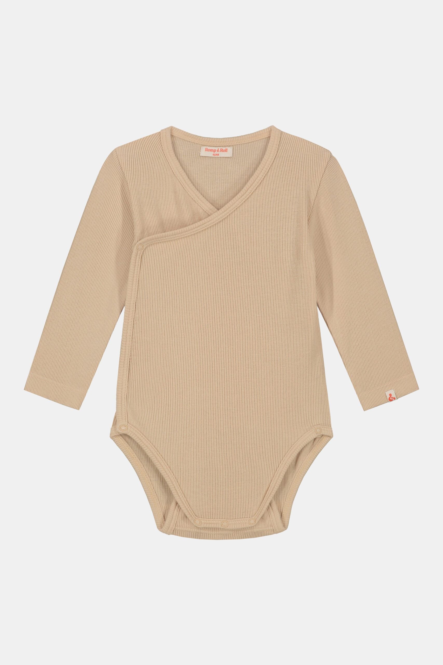 Gerippter Babybody aus 100% Biobaumwolle GOTS zertifiziert und größenverstellbar Farbe dune noch in Gr. 74/80 !