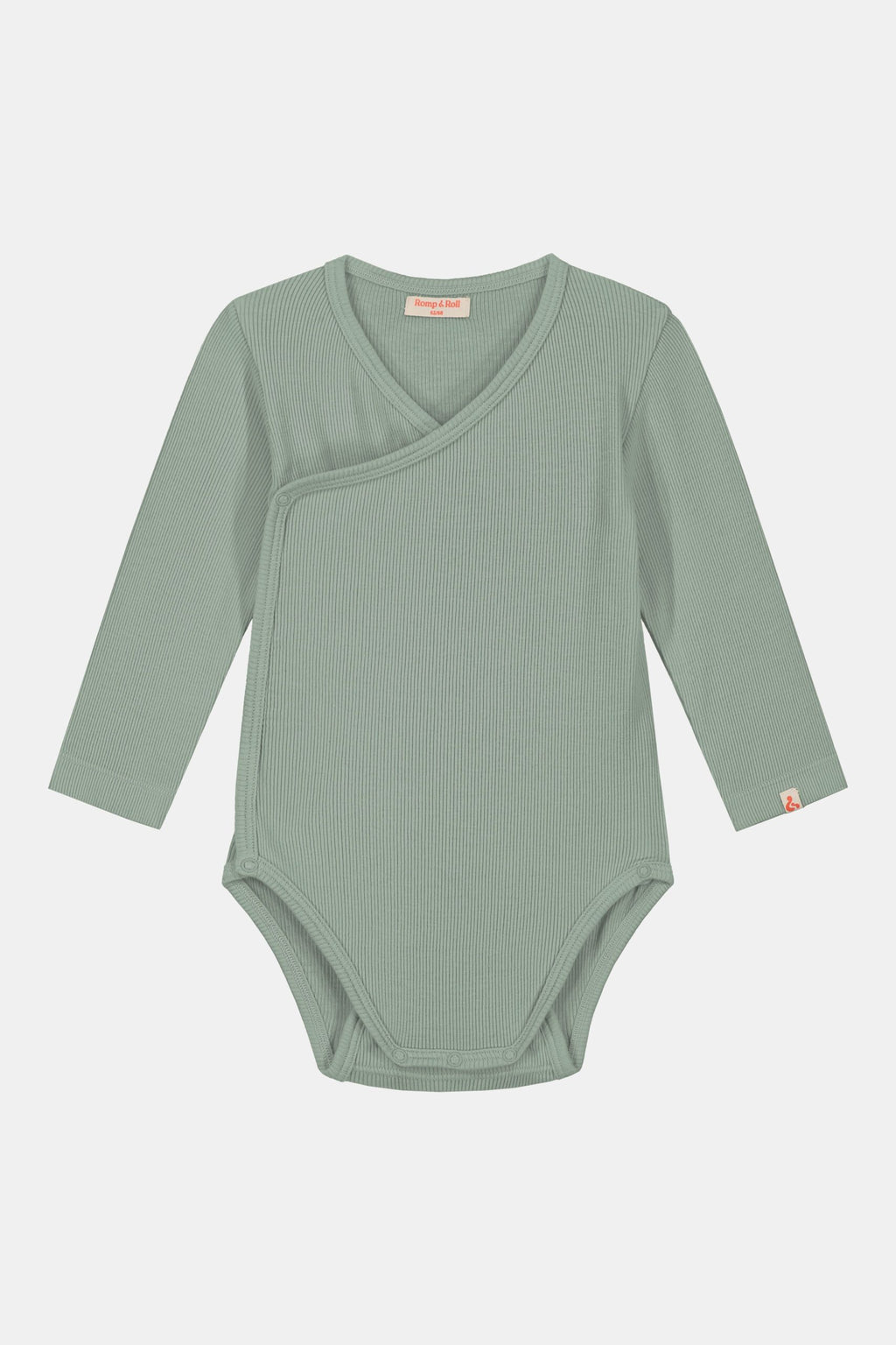 Gerippter Babybody aus 100% Biobaumwolle GOTS zertifiziert und größenverstellbar Farbe sage noch in Gr. 50/56 !