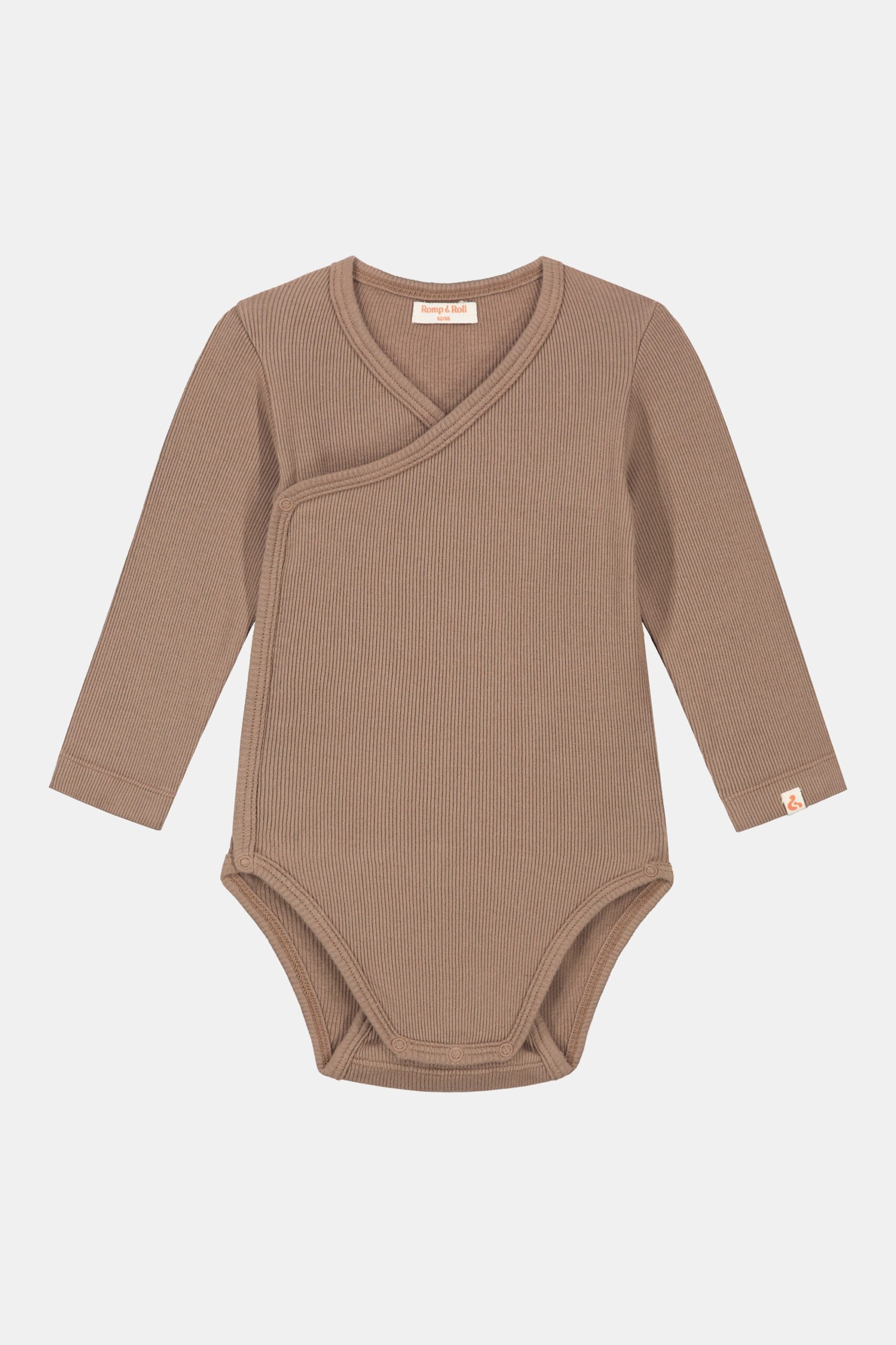 Gerippter Babybody aus 100% Biobaumwolle GOTS zertifiziert und größenverstellbar Farbe woodland noch in Gr. 50/56