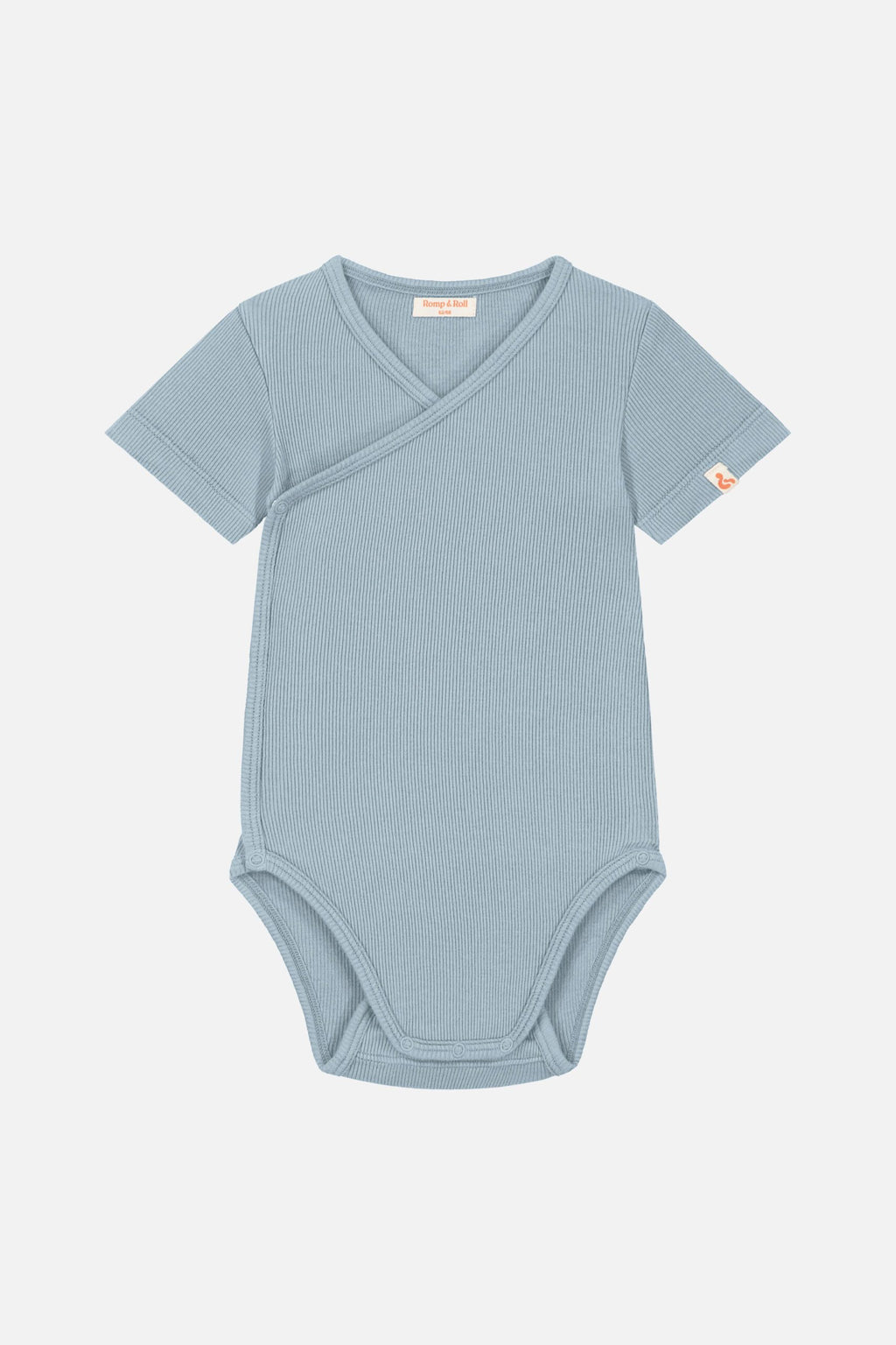 Wickelbody mit kurzen Ärmeln aus 100% Biobaumwolle GOTS zertifiziert und größenverstellbar Farbe breeze