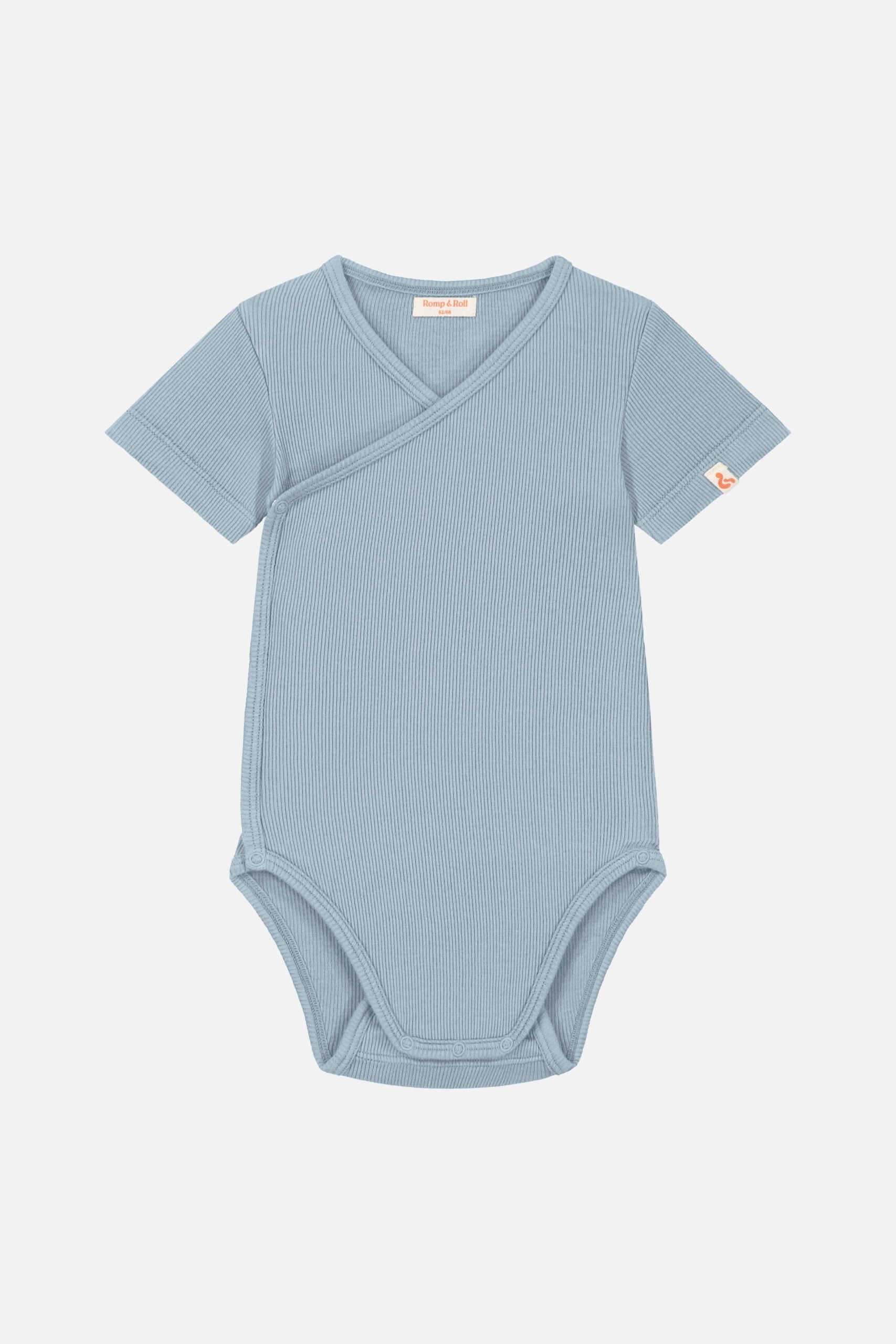 Wickelbody mit kurzen Ärmeln aus 100% Biobaumwolle GOTS zertifiziert und größenverstellbar Farbe breeze