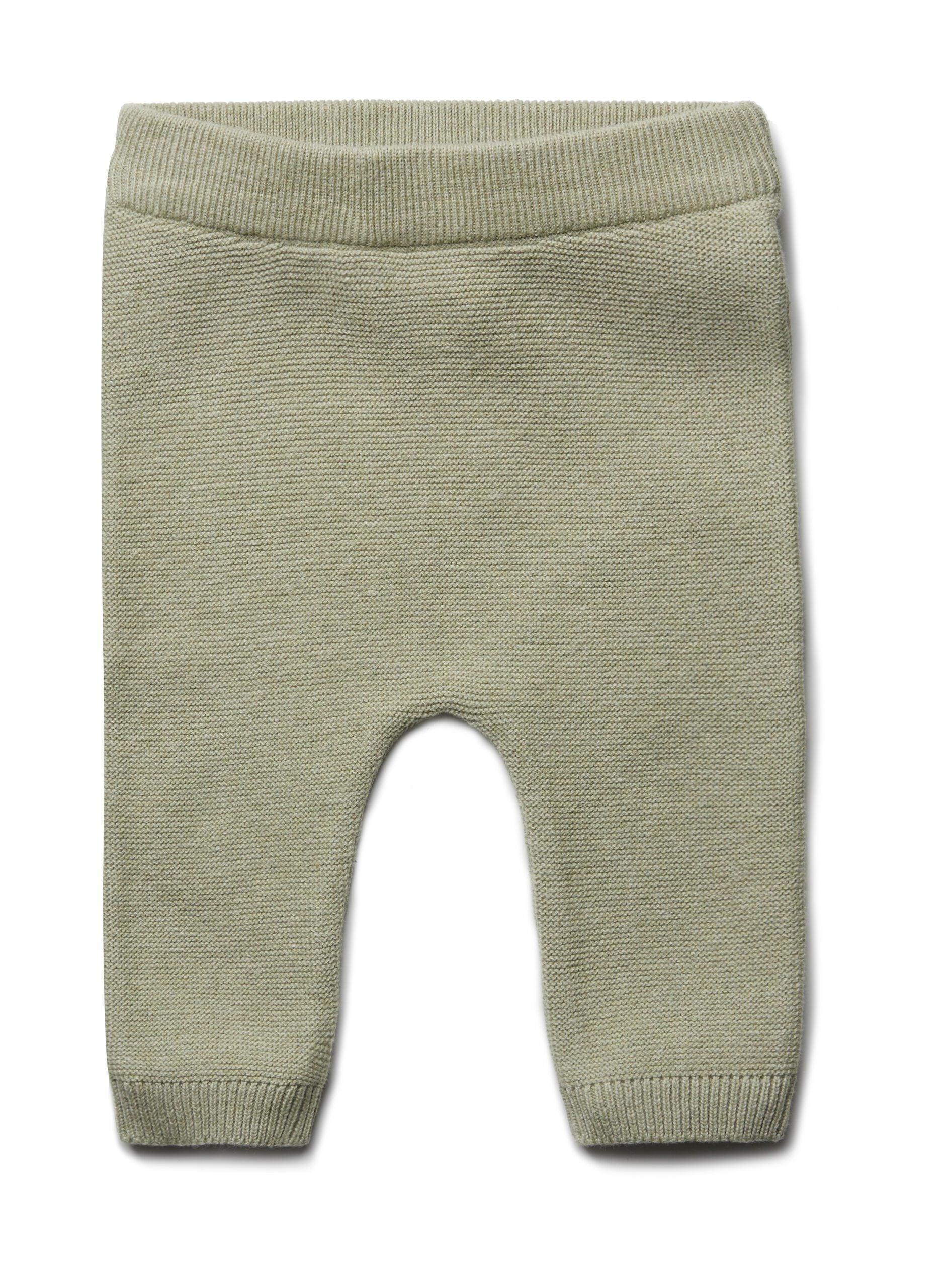PURI Bio Babyhose Pant Krausstrick aus 80% Baumwolle mit 20% Seide Farbe pistazie