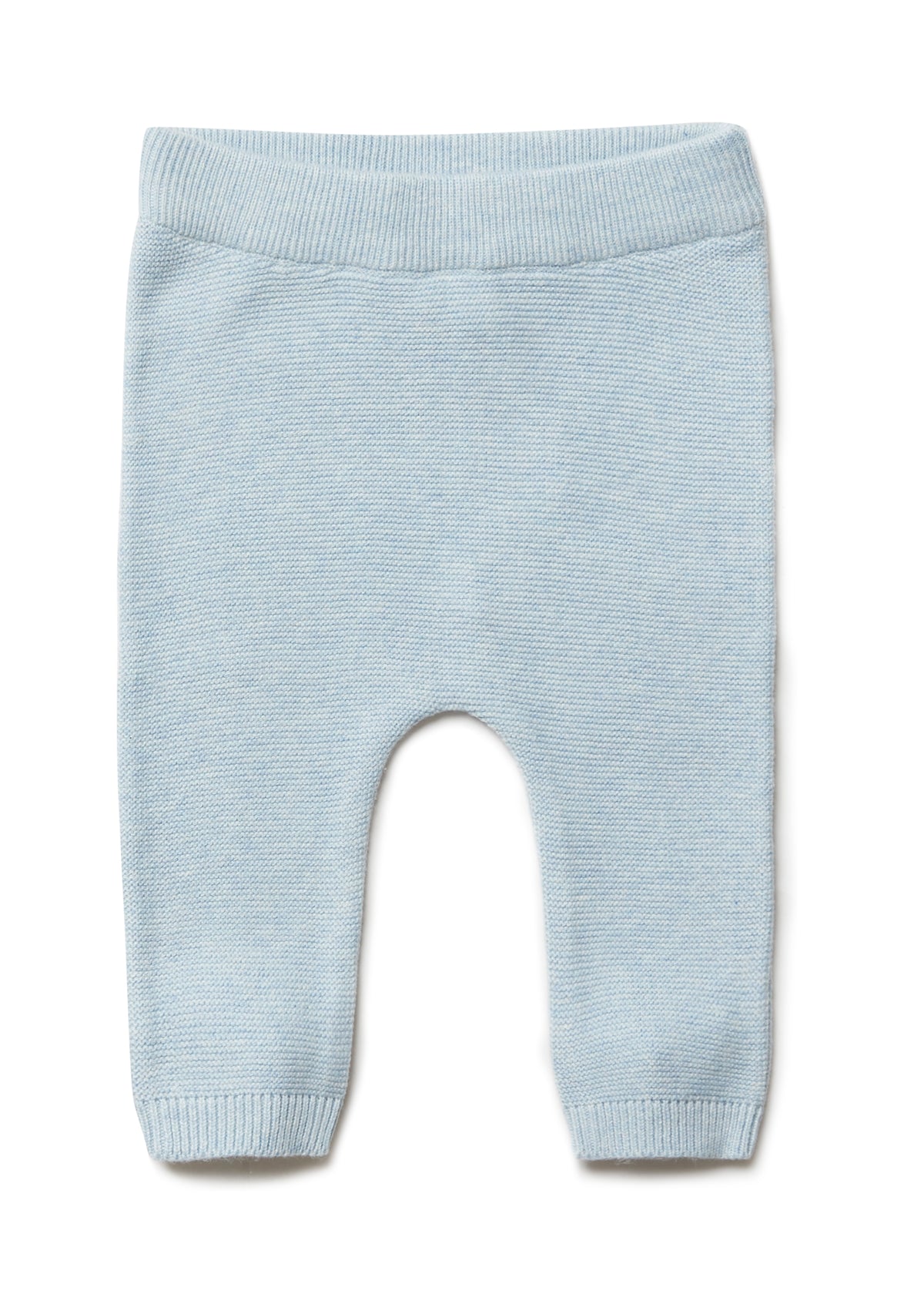 PURI ORGANIC Baby Pant Krausstrick aus 80% Baumwolle und 20% Seide Farbe hellblau noch in Gr. 74/80
