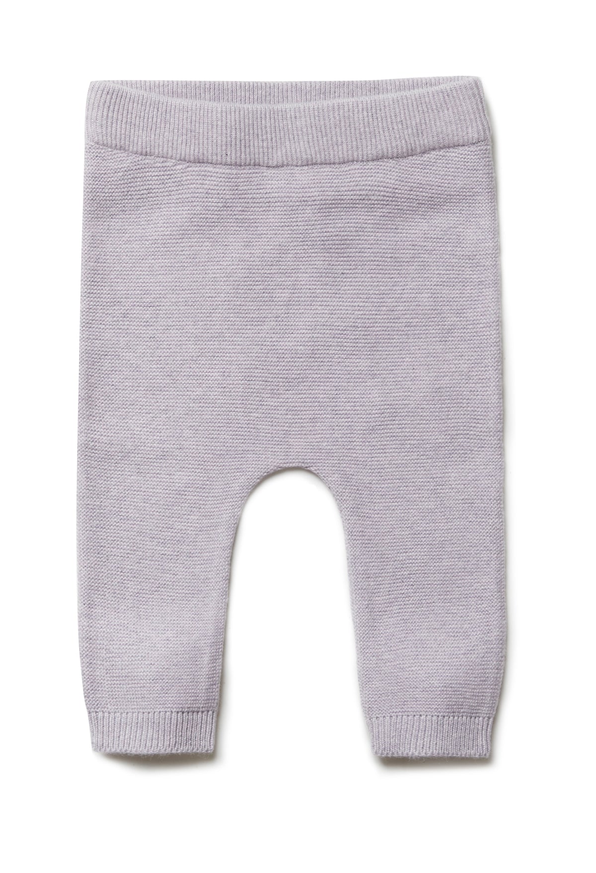PURI ORGANIC Baby Pant Krausstrick aus 80% Baumwolle und 20% Seide Farbe lavendel noch in Gr. 74/80