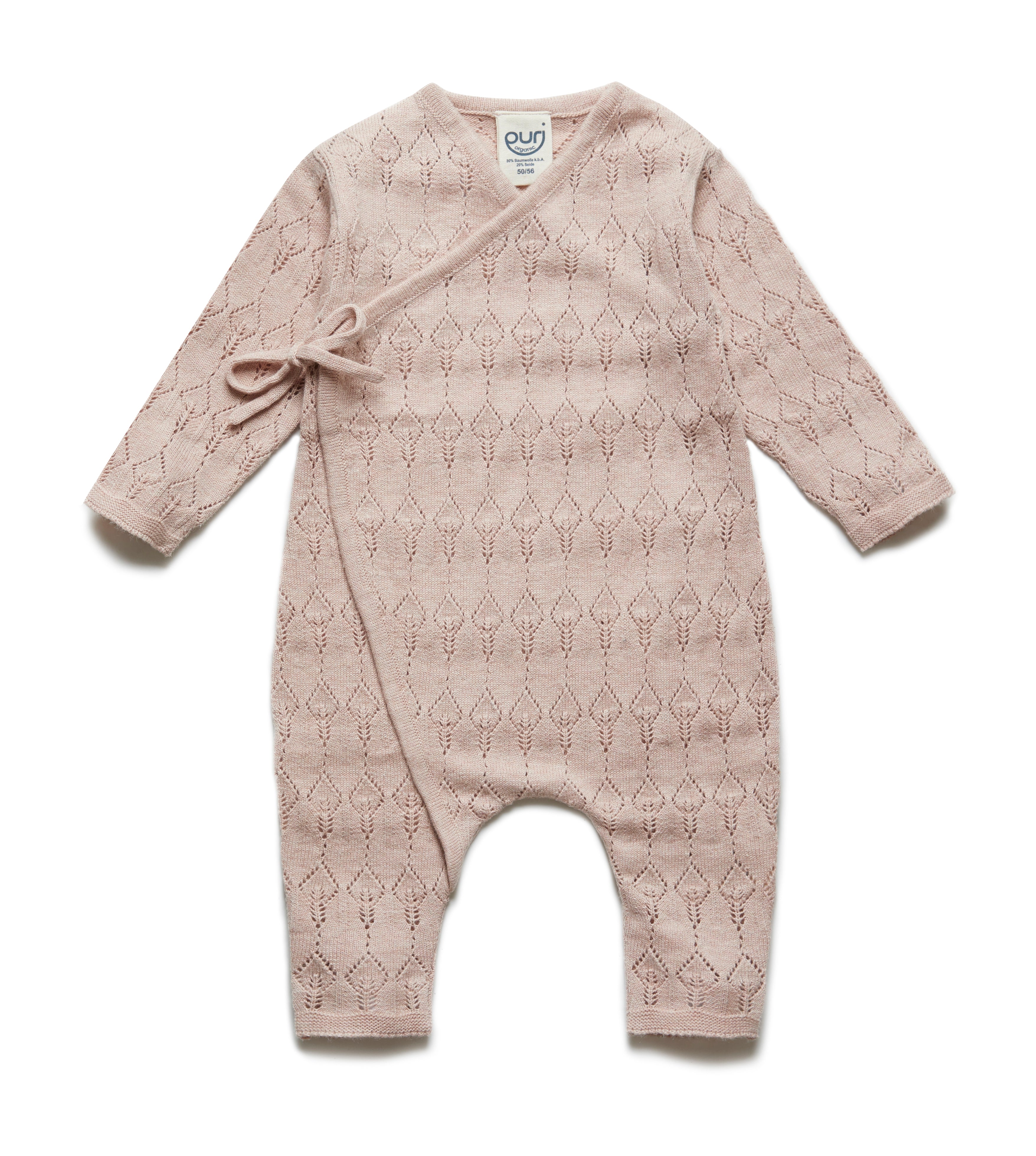 PURI ORGANIC Baby Spielanzug Overall Ajour aus 80% Baumwolle und 20% Seide cameo rose