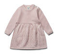 PURI ORGANIC Baby Strickkleid mit Ajour aus 80% Baumwolle und 20% Seide Farbe rose