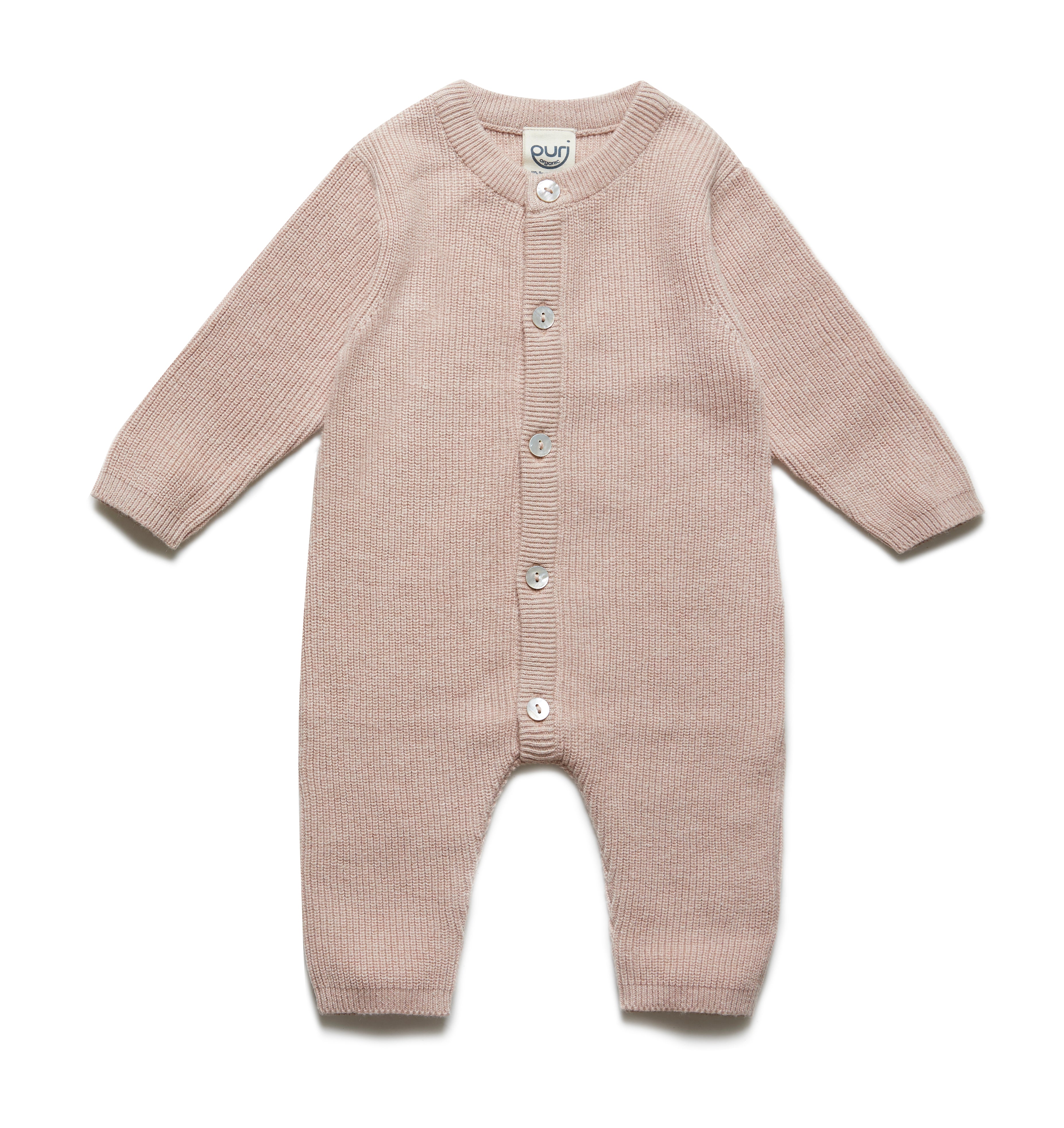 PURI ORGANIC Baby Overall Perlfangstrick aus 80% Baumwolle und 20% Seide cameo rose