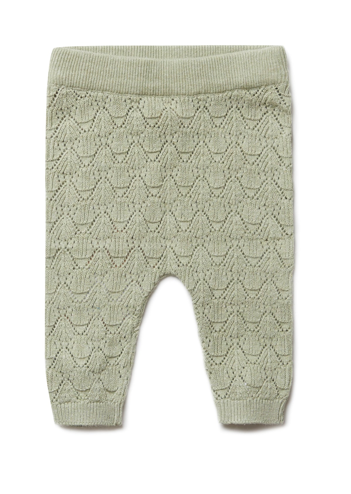 PURI ORGANIC Baby Ajourpant  aus 80% Baumwolle und 20% Seide Farbe pistazie noch in Gr. 50/56 reduziert!