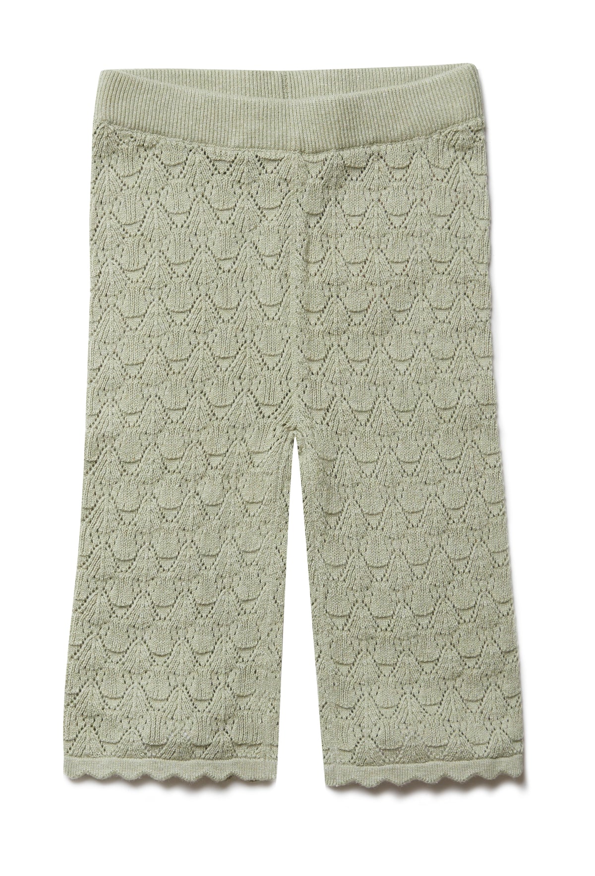 PURI ORGANIC Weite Pants Ajourstrick aus 80% Baumwolle und 20% Seide Farbe pistazie REDUZIERT